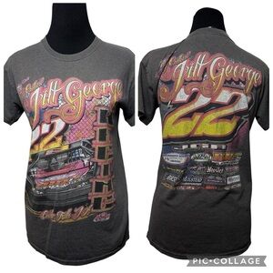Gildan Jill George 22 TShirt Racing Grey Full Graphic Cotton NASCAR  Women SZ S